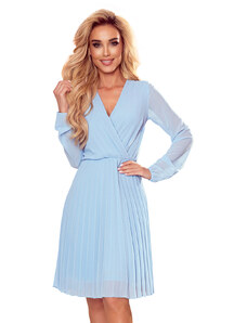 Pleated dress with a neckline and long sleeves Numoco