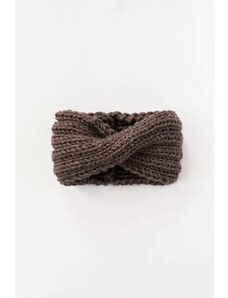 Plexida Chunky Ribbed Twist Headband Wool - Grey Brown
