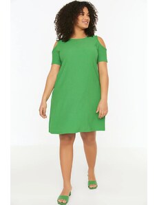 Trendyol Curve Green A-line Cut-Out Detailed Knitted Dress