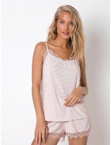 Aruelle tekstuurne lühike pitsiga pidžaama "Audrey Short Light Pink"