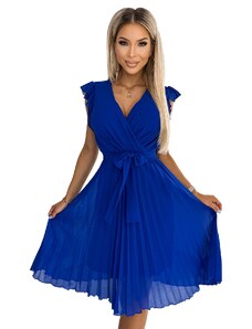 Pleated dress with a neckline and ruffles Numoco