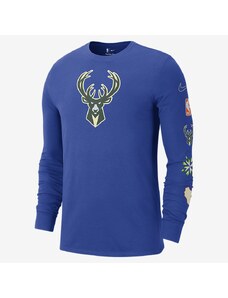 Nike Nba Milwaukee Bucks City Edition Long-Sleeves Marškinėliai Ilgomis Rankovėmis