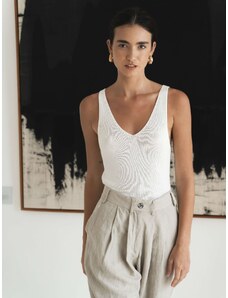 Luciee Deep V Tank Knit In Natural
