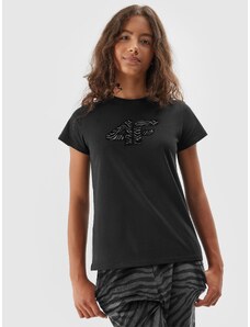 4F Girl's T-shirt with print - black
