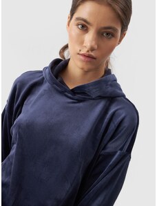 4F Women's velour hoodie made of recycled materials - navy blue