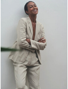 Luciee Beige Linen Suit For Woman