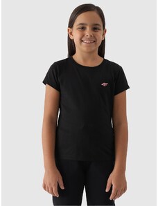 4F Girl's plain T-shirt - deep black