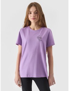 4F Girl's T-shirt with print - purple