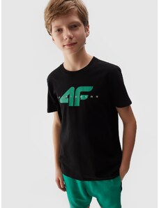 4F Boy's organic cotton T-shirt with print - black