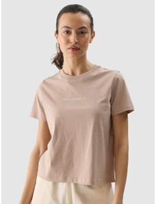 4F Women's regular T-shirt with print - beige