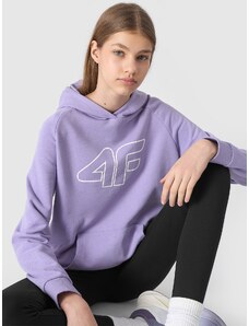 4F Girl's organic cotton pullover hoodie - light purple