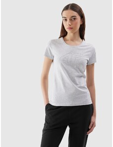 4F Women's slim T-shirt with print - grey