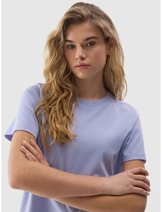 4F Women's plain organic cotton T-shirt - blue