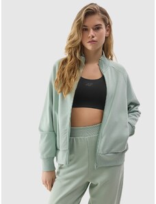 4F Women's organic cotton zip-up sweatshirt without hood - green