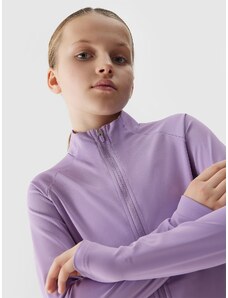 4F Girls' zip-up sports sweatshirt without hood - purple