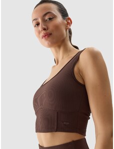 4F Women's ribbed knit crop-top - brown
