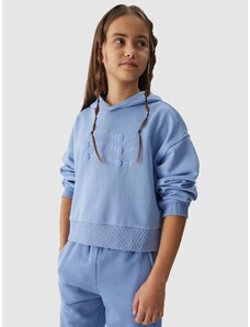 4F Girl's pullover type crop-top hoodie - denim