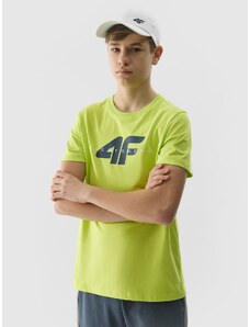 4F Boy's organic cotton T-shirt with print - yellow