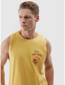 4F Men's tank top with print - yellow