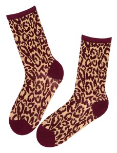 Sokisahtel RIINU bordoo leopardimustriga villased sokid