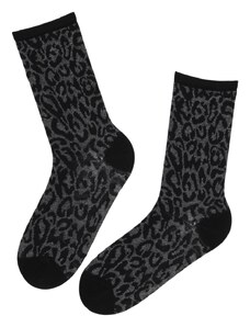 Sokisahtel RIINU musta värvi leopardimustriga villased sokid