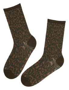 Sokisahtel RIINU tumerohelised leopardimustriga villased sokid