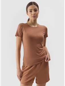 4F Women's slim plain T-shirt - brown