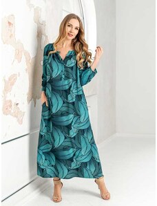 Lega pikk viskooskleit "Panchita Turquoise Floral Print"