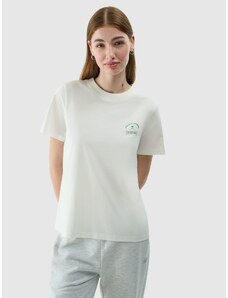 4F Women's regular T-shirt with print - cream