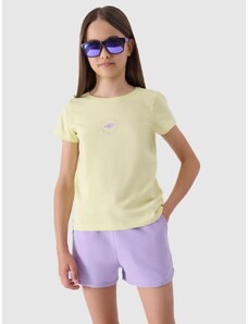 4F Girl's plain organic cotton T-shirt - lime