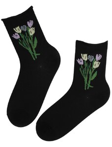 Sokisahtel HILDA must värvi lillelised sokid