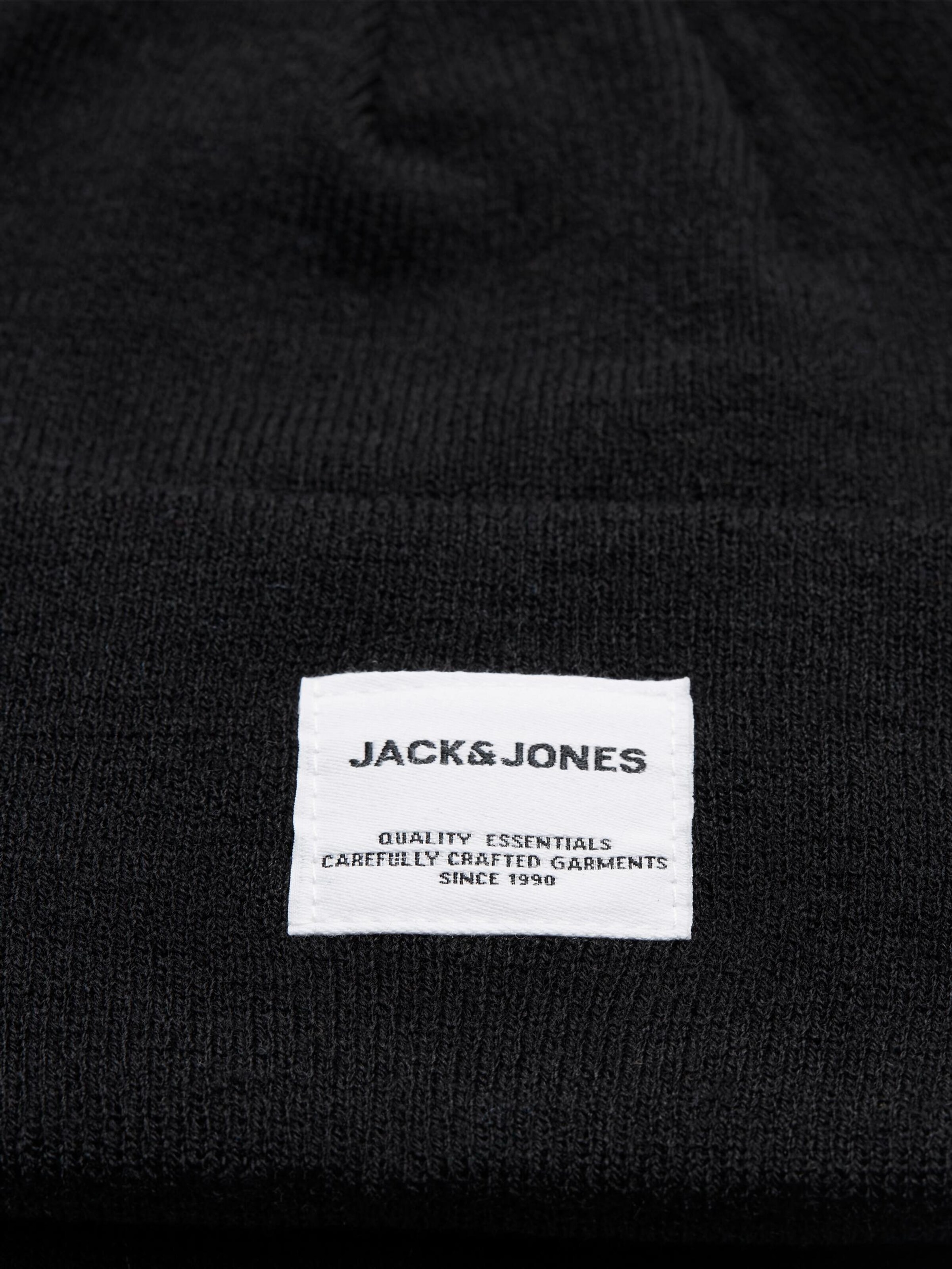 JACK & JONES Müts 'Long Knit' must / valge