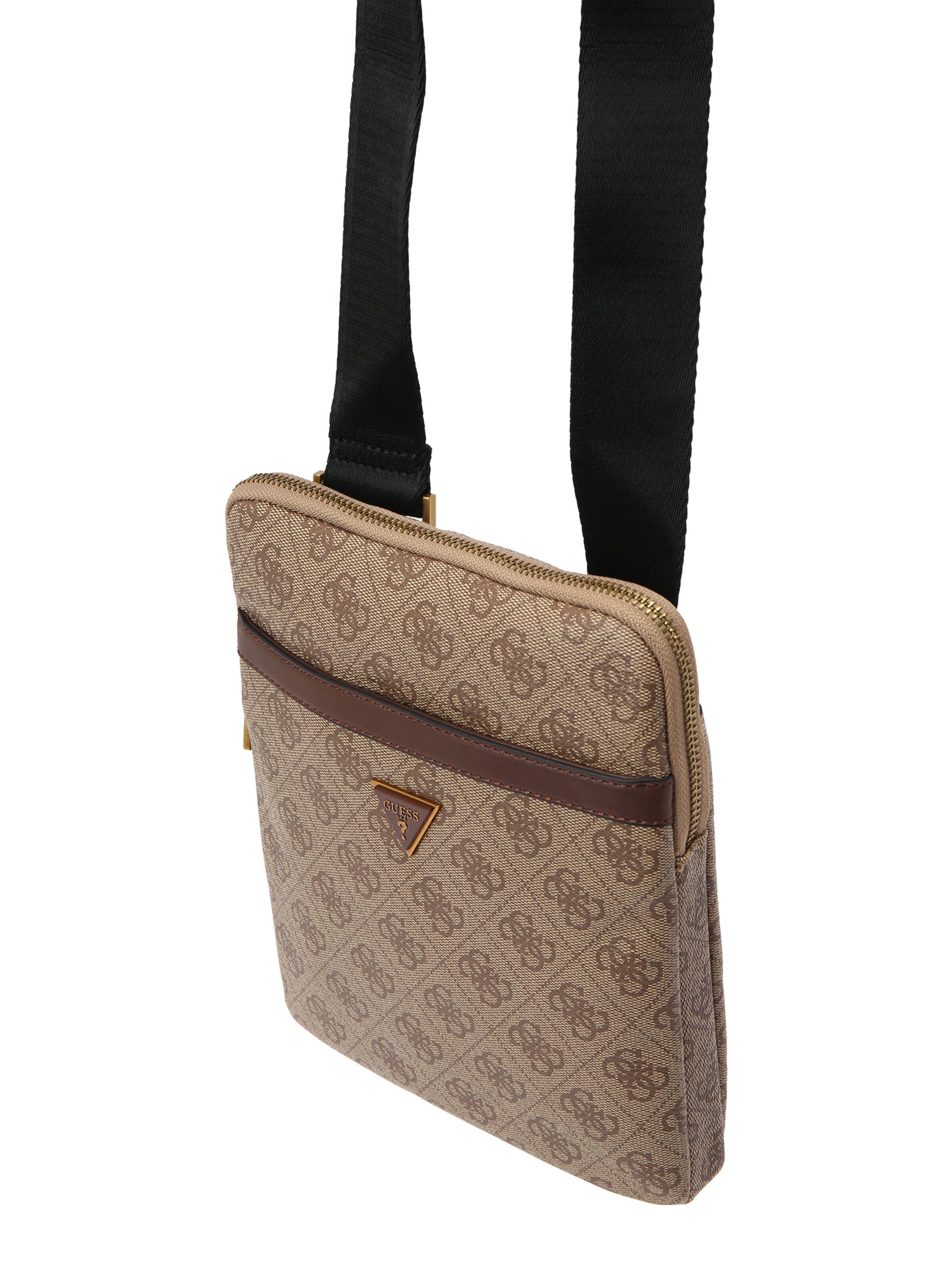 GUESS Õlakott 'MILANO CROSSBODY FLAT' tumebeež / pruun / kuld