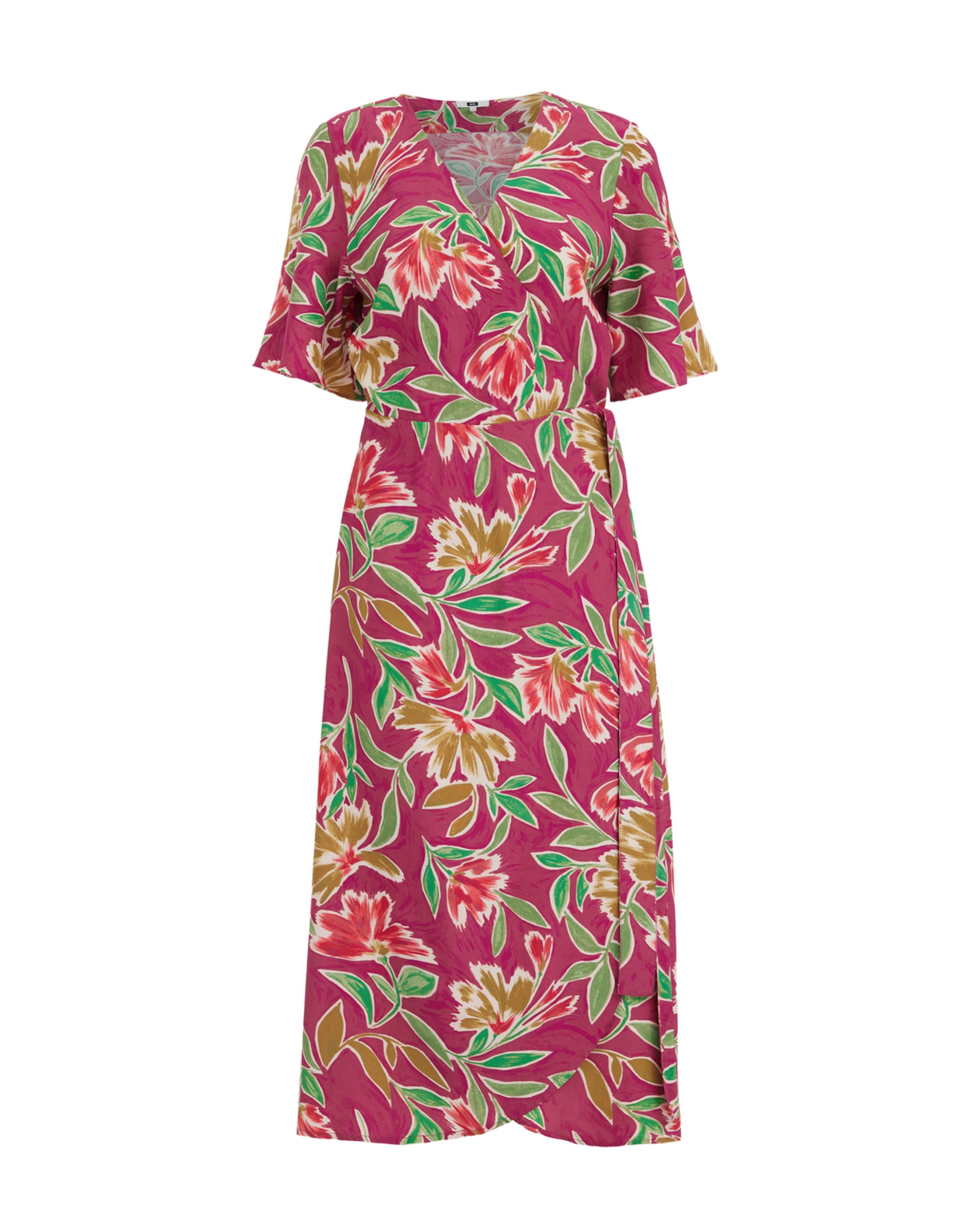 WE Fashion Kleit sinep / roheline / magenta