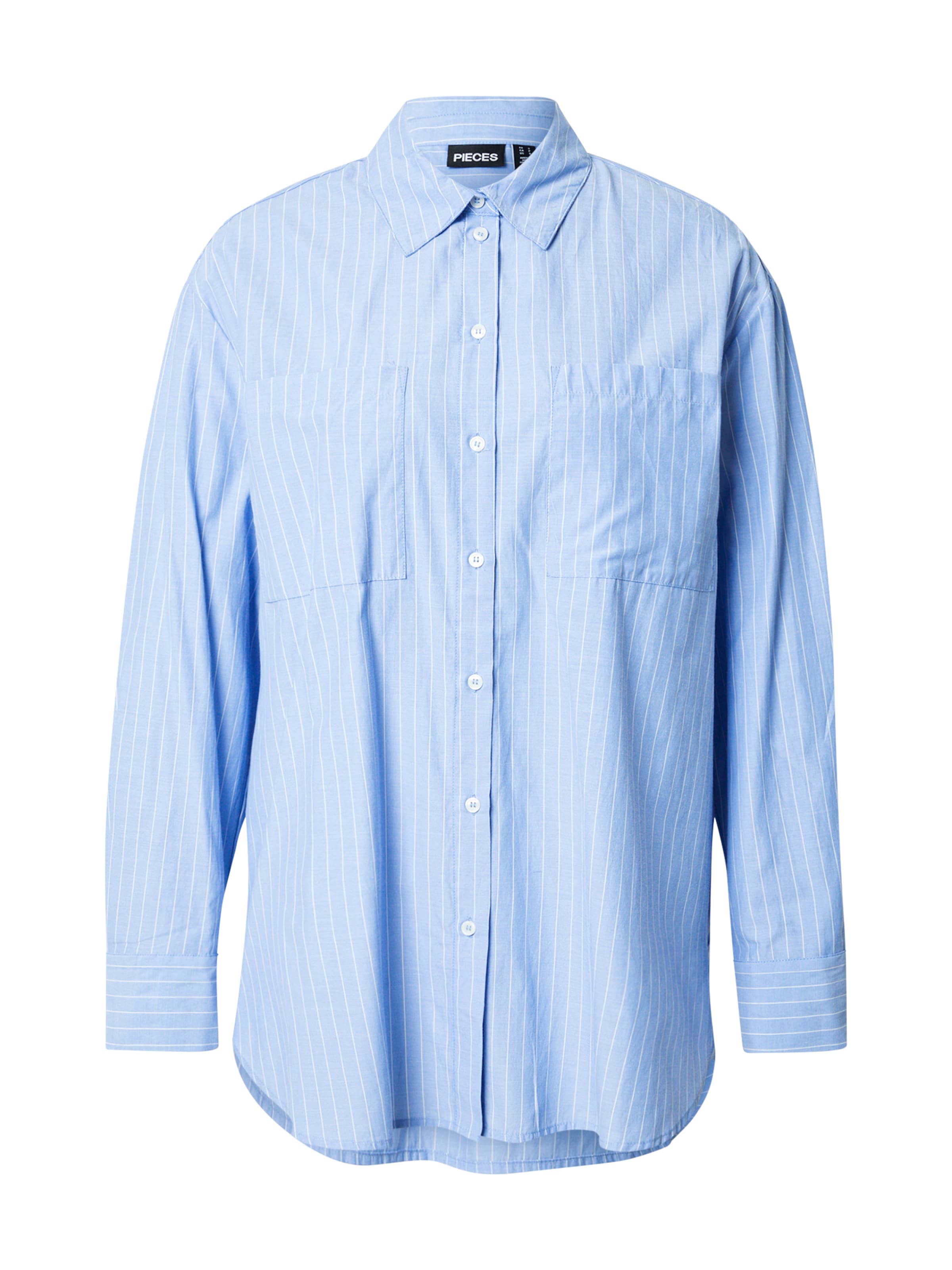 PIECES Pluus 'MELIA' helesinine / valge