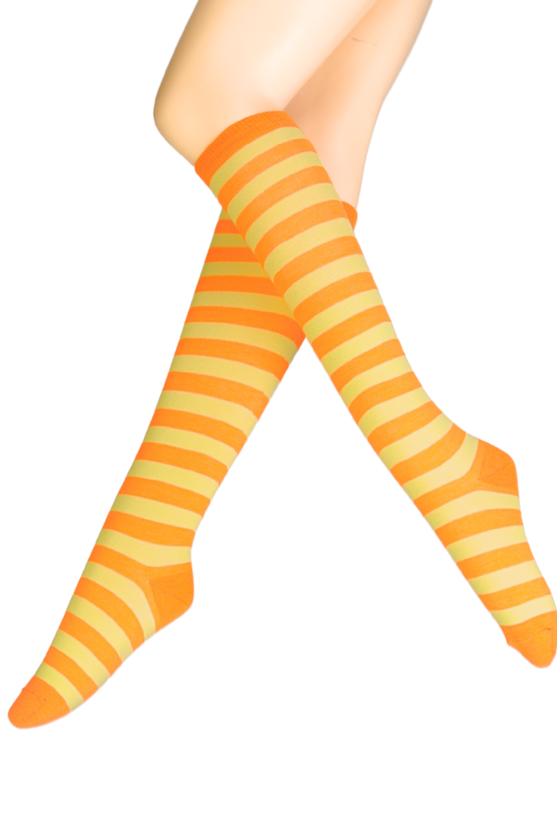 Sokisahtel PIPI oranžid triibulised puuvillased põlvikud