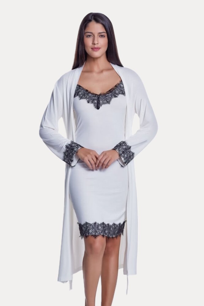 LUISA MORETTI Naiste bambusest öösärk LORA koos hommikumantliga