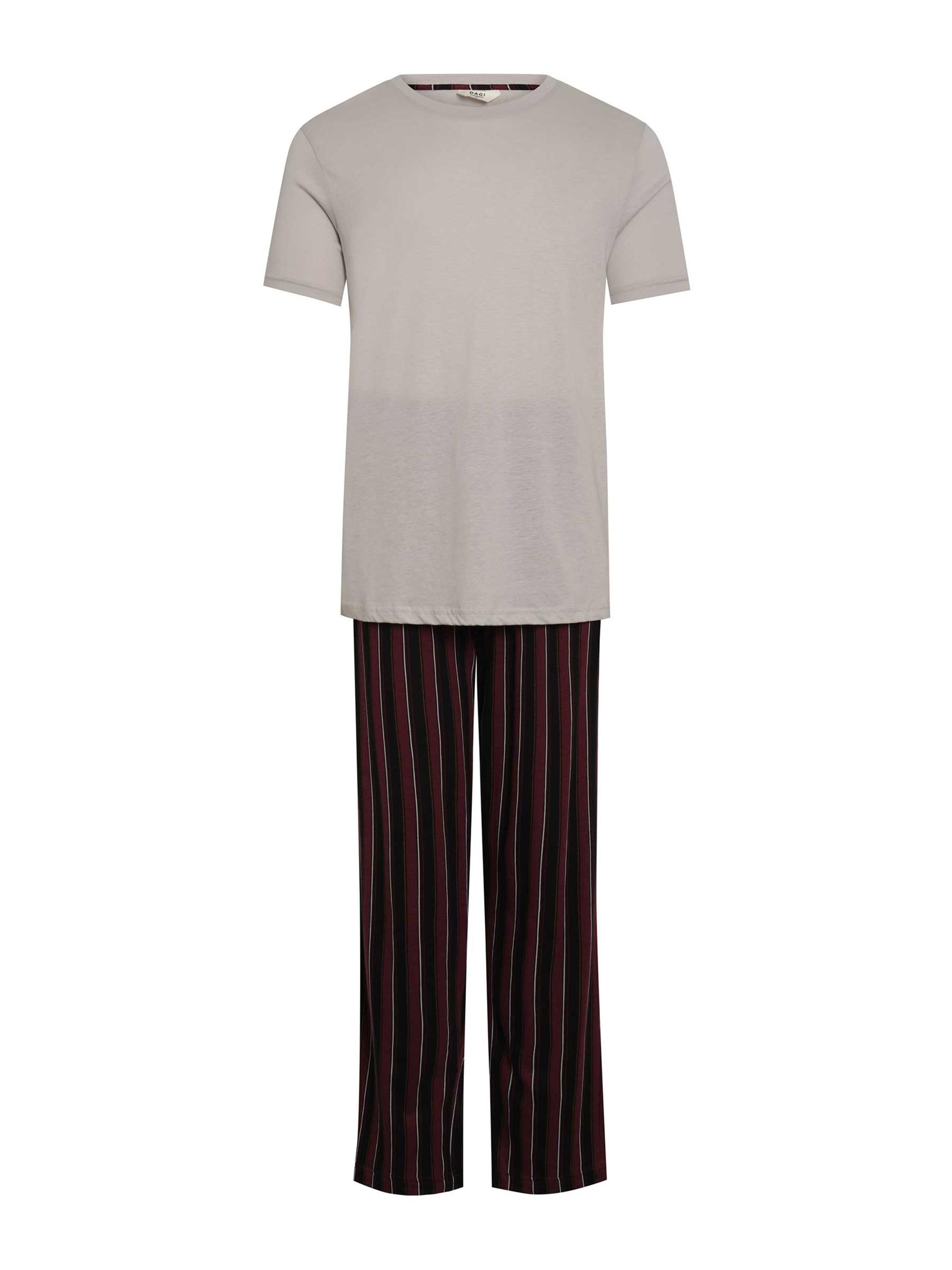 Dagi Pikk pidžaama helehall / bordoo / must