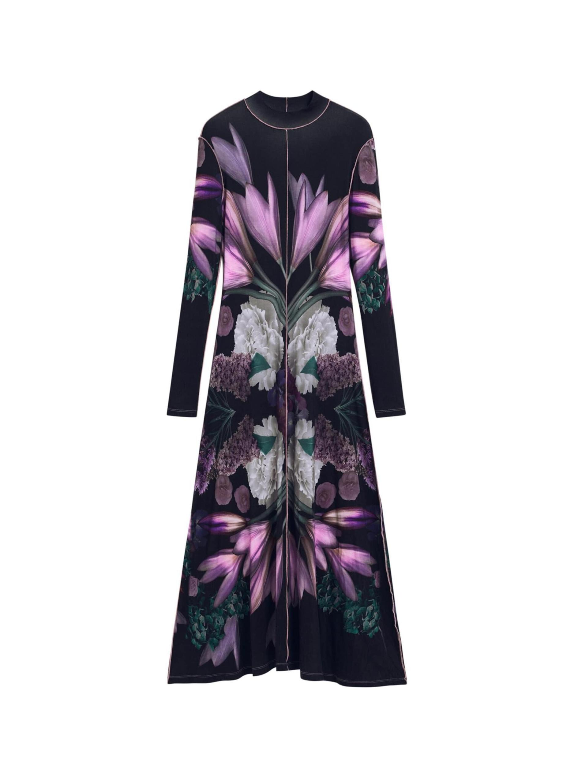 Desigual Kleit tumehall / tumelilla / heleroosa / must