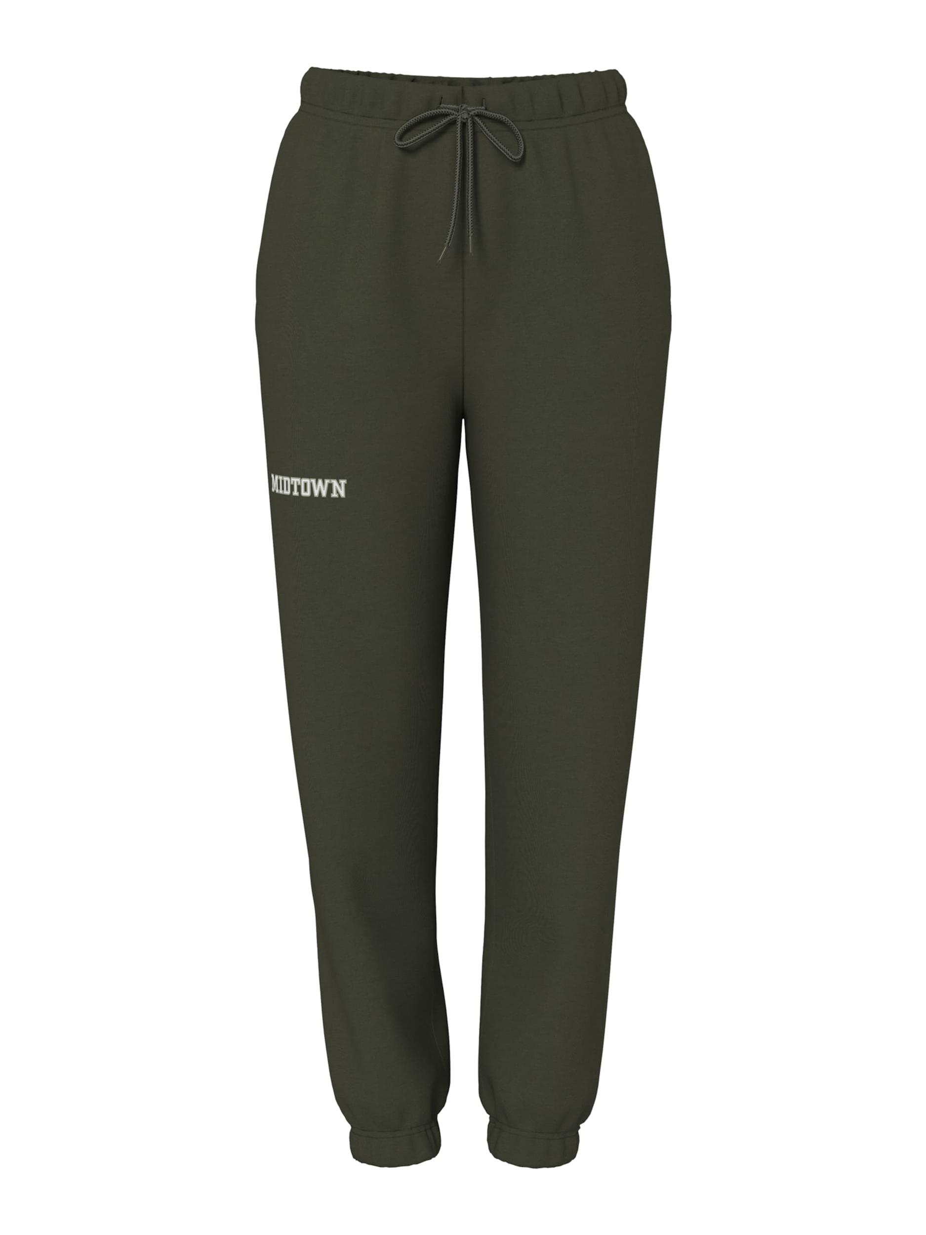 PIECES Püksid 'PCRISSO' kuusk / valge