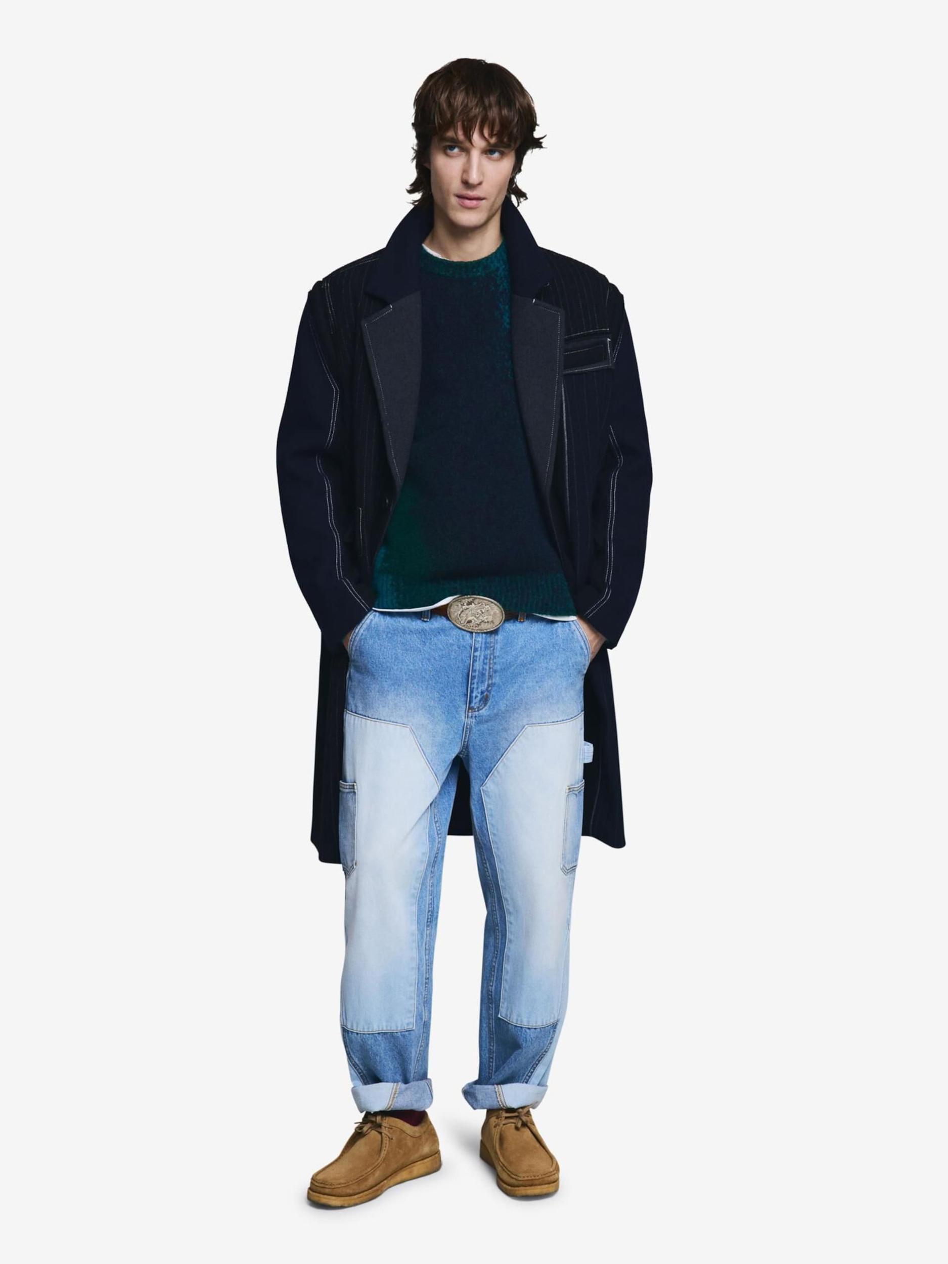 Desigual Kevad-sügismantel tumesinine / valge