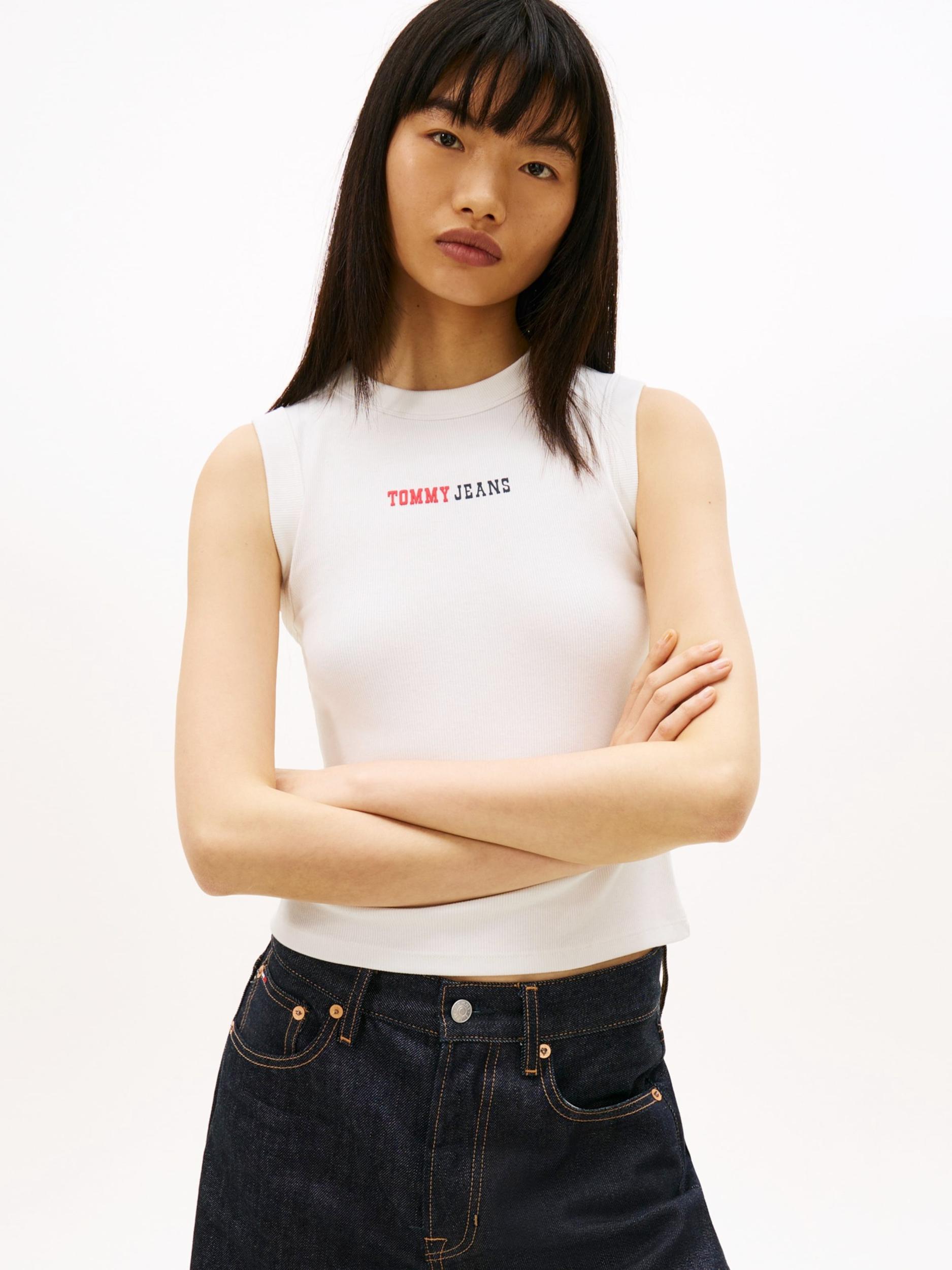 Tommy Jeans Topp 'ESS' punane / must / valge
