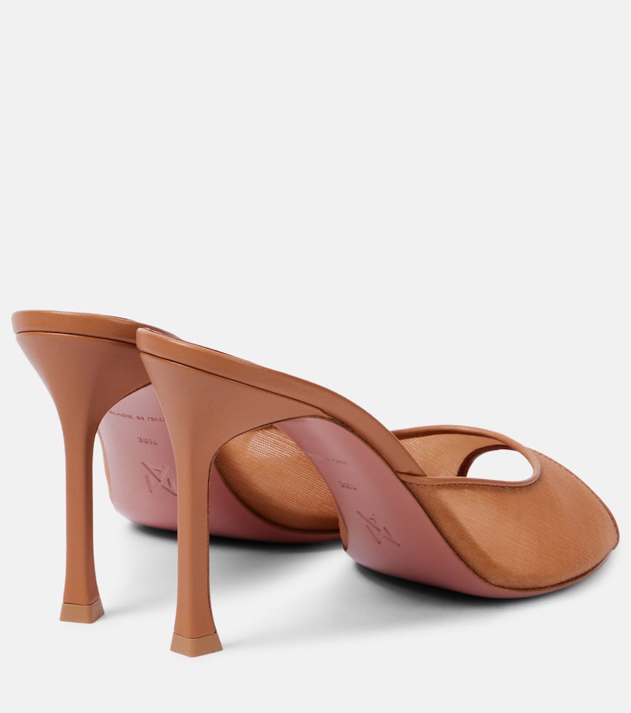 Amina Muaddi Alexa 95 leather-trimmed mesh mules