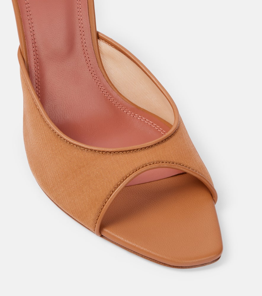 Amina Muaddi Alexa 95 leather-trimmed mesh mules
