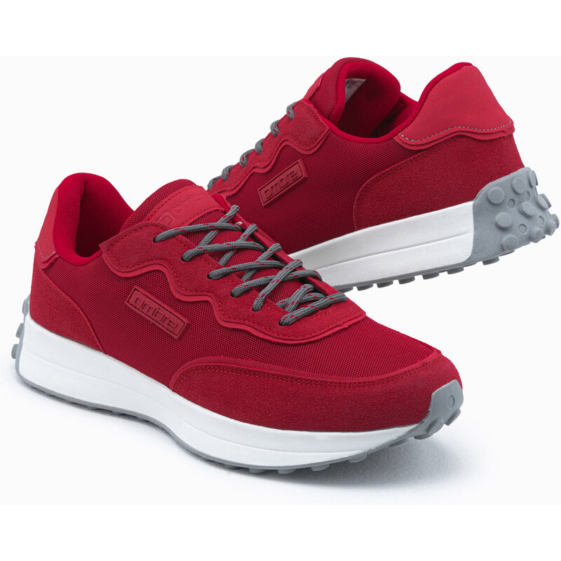Ombre Men's shoes sneakers in combined materials - red