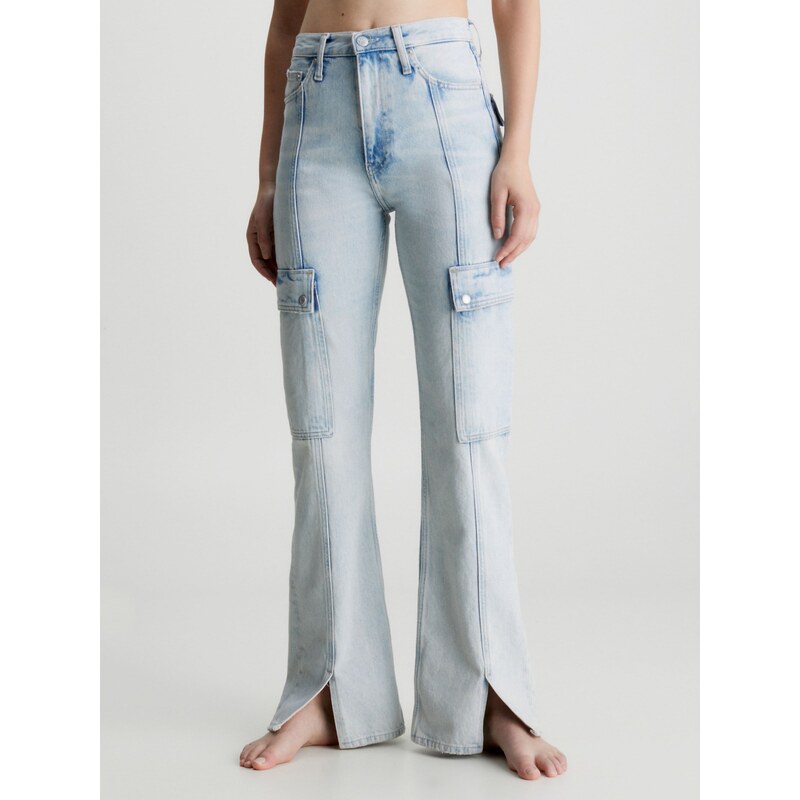 Calvin Klein Jeans Klapptaskutega teksapüksid helesinine
