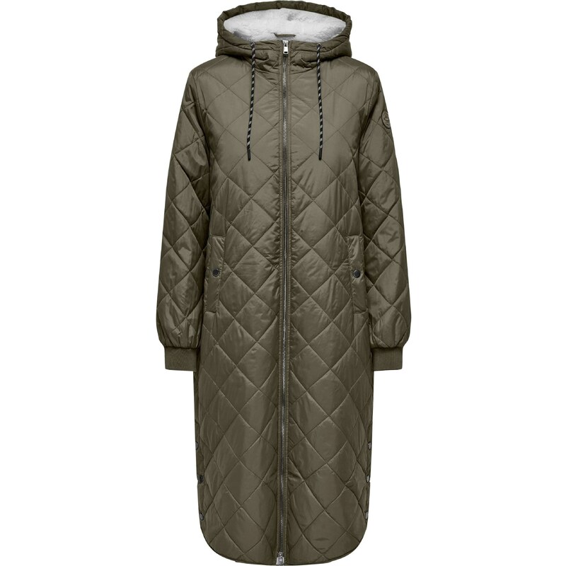 Damen Mantel Only Steppmantel Lang Hooded Only Steppmantel Khaki