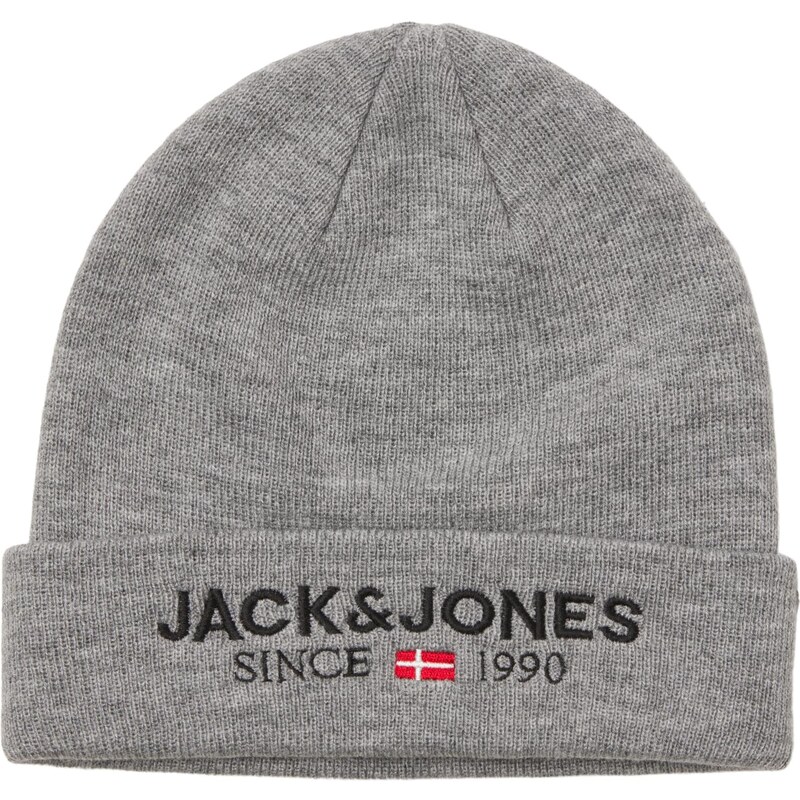 JACK & JONES Müts 'ARCHIE' meleeritud hall / punane / must / valge