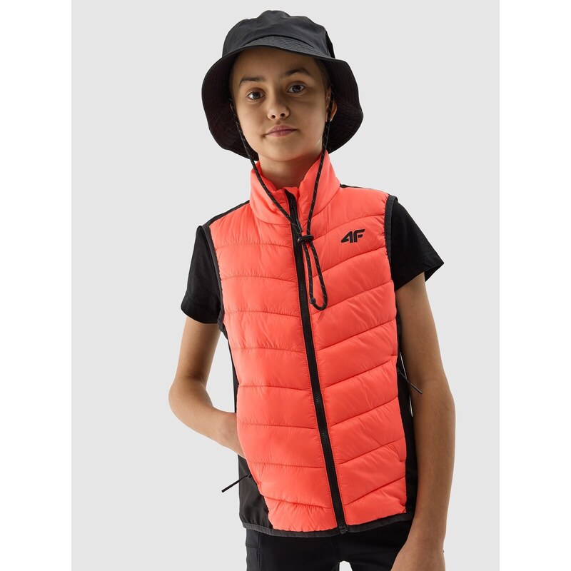 4F Girl's synthetic-fill down trekking vest - coral