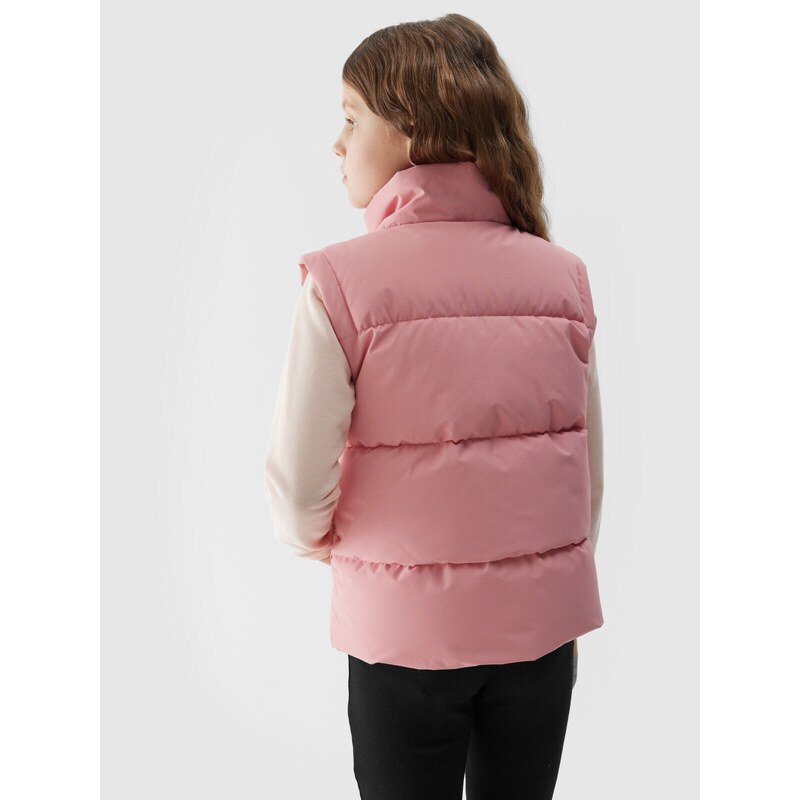4F Girl's synthetic-fill down vest - salmon